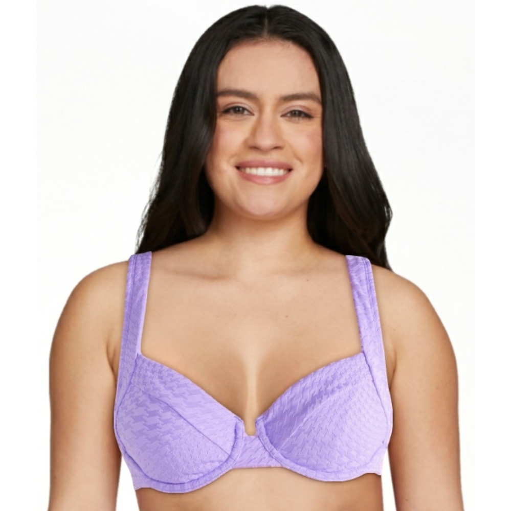 💜 No Boundaries Juniors' Textured Underwire  Bikini Top